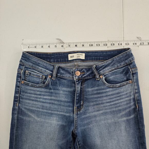 BKE Victoria universal fit mid rise bootcut jeans 28x29.5 blue denim 6299 - Picture 3 of 11